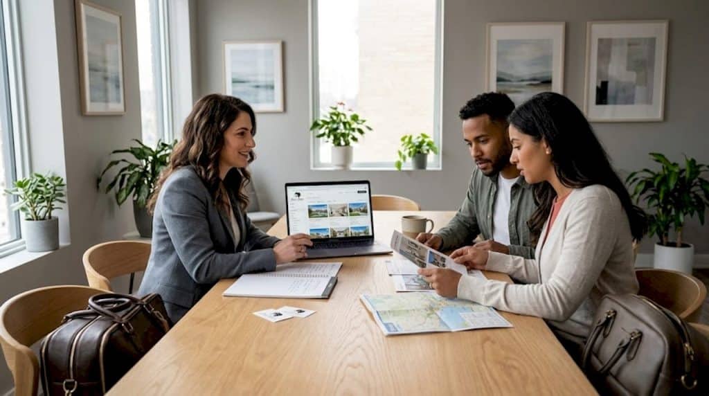 Realtor advising international buyers in Ontario condo