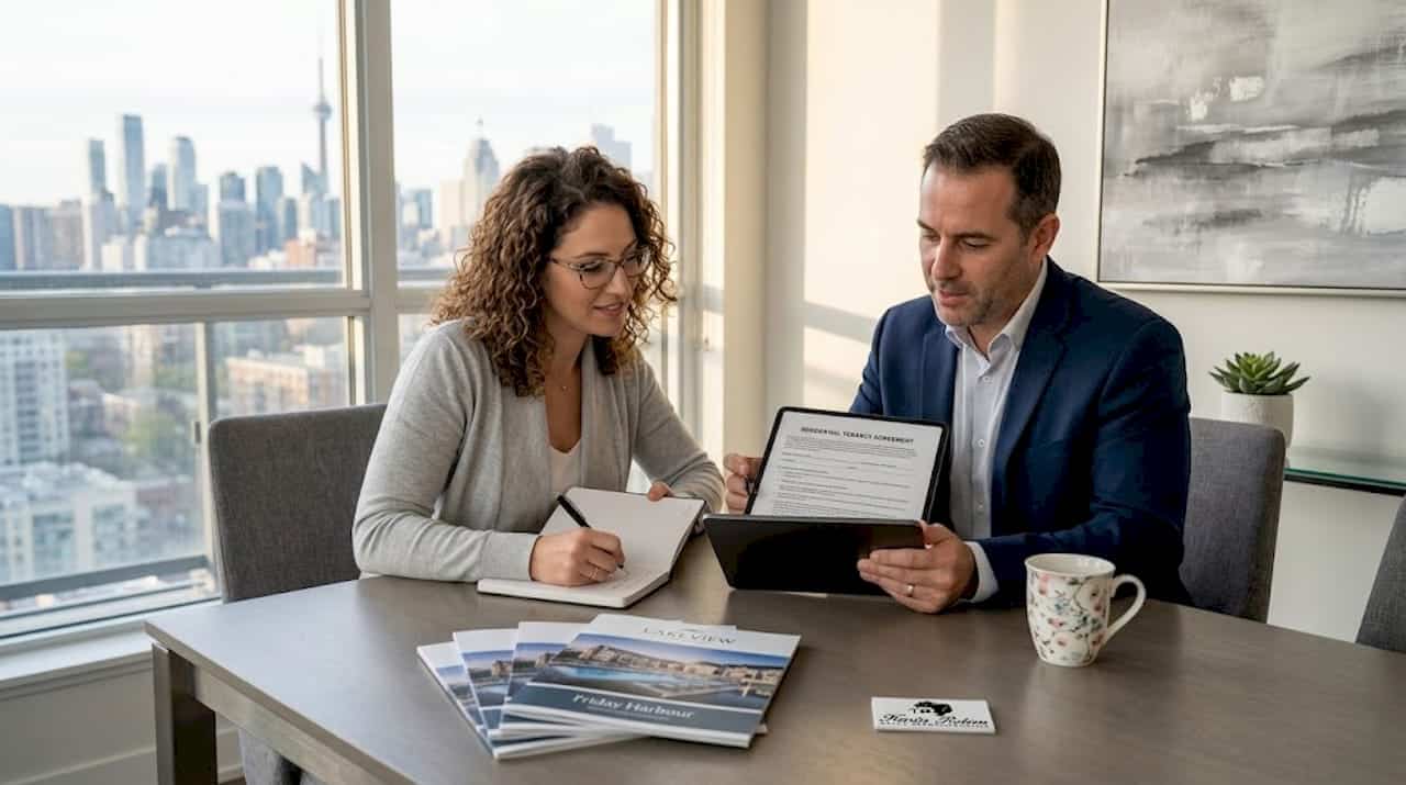 Owner and manager discuss vacation rental agreement