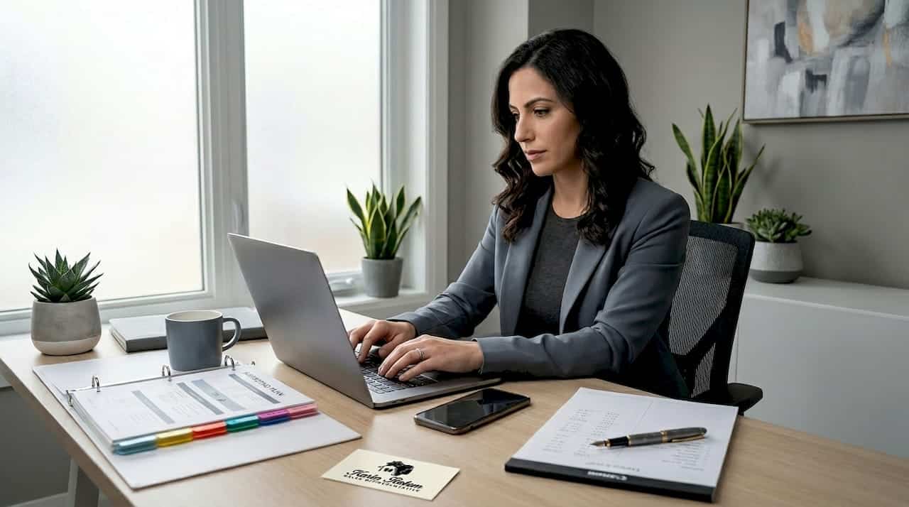 Agent working on real estate marketing plan