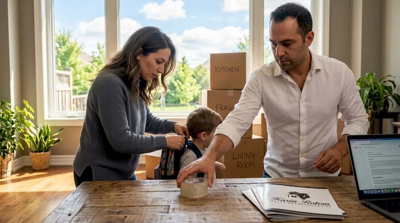 Family packing Toronto home for move