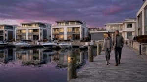 Friday Harbour waterfront condos and marina at sunset