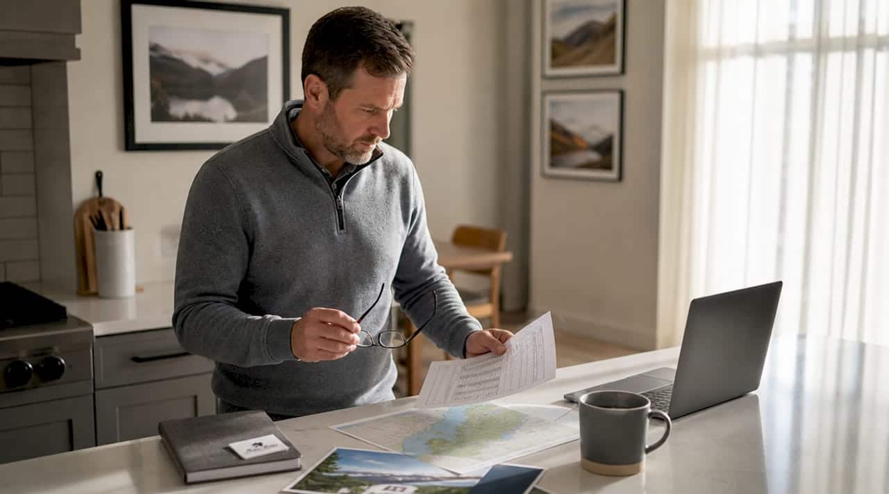 Man reviewing Ontario resort income property data