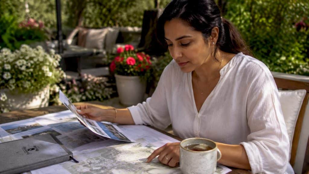 Buyer reviewing lifestyle real estate options at home