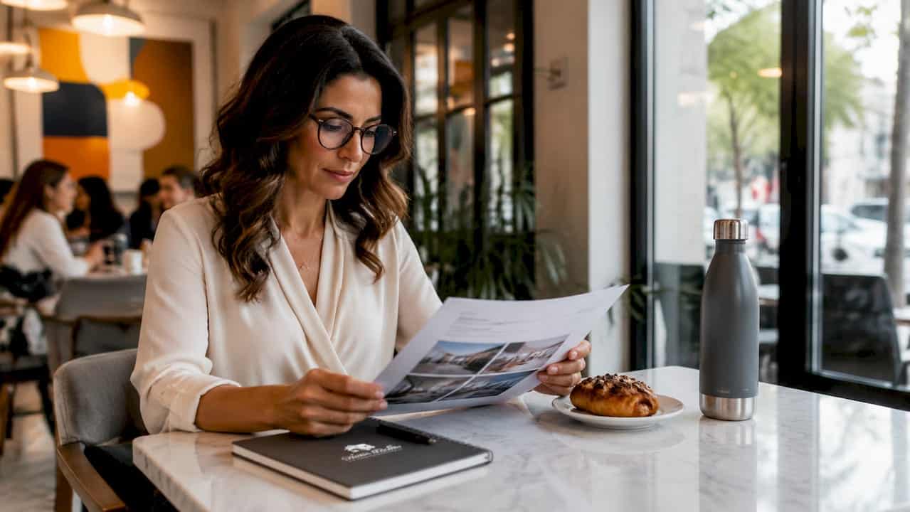 Property manager reviewing rental portfolio documents