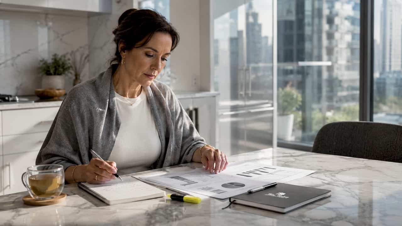 Homeowner reviewing listing price strategy documents