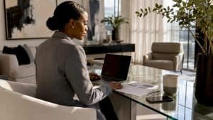 Investor reviewing vacation rental income data