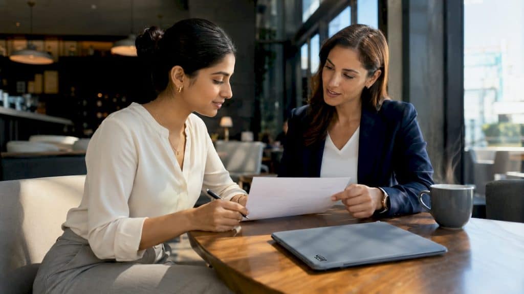 Woman signing pre-construction condo contract