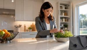 Real estate agent preparing home for open house