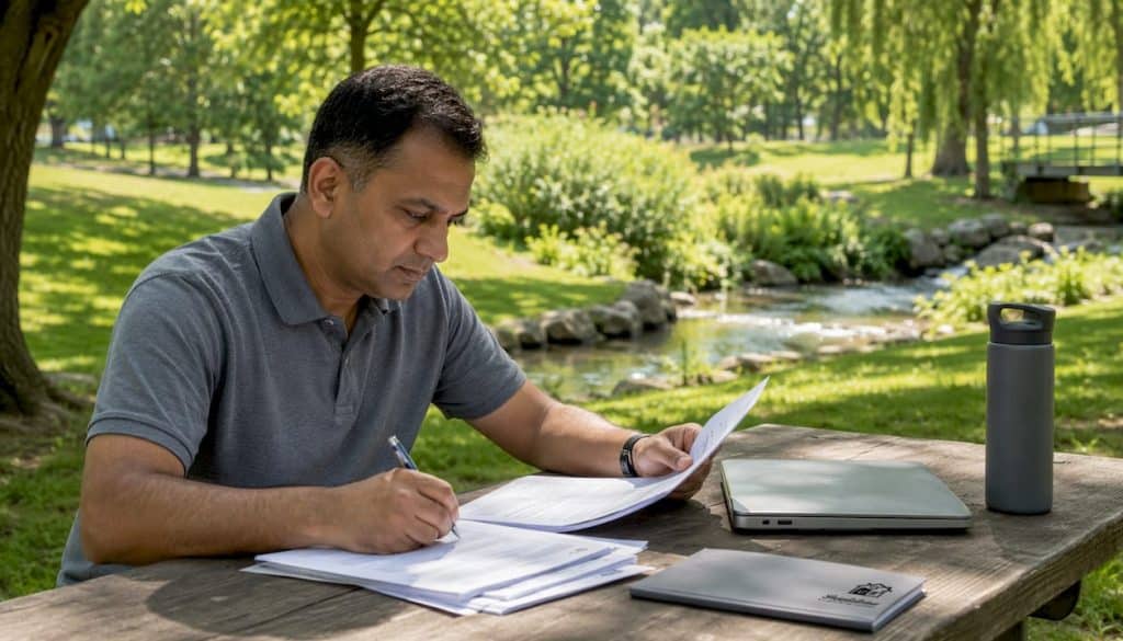 Man completing mortgage application paperwork