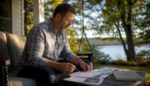 Buyer reviewing deeded waterfront access documents