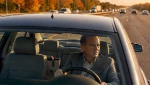 Driver commuting on Highway 400 in morning