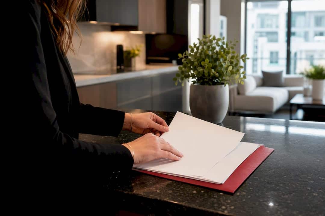 Mortgage document and house key at signing