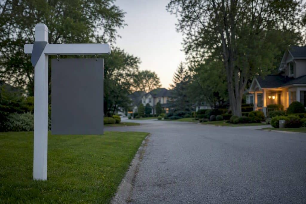 Innisfil residential street with listing post
