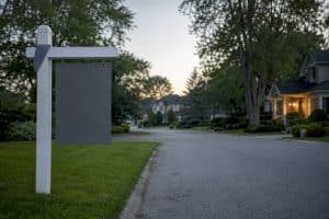 Innisfil residential street with listing post