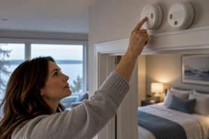 Hand testing rental safety alarms