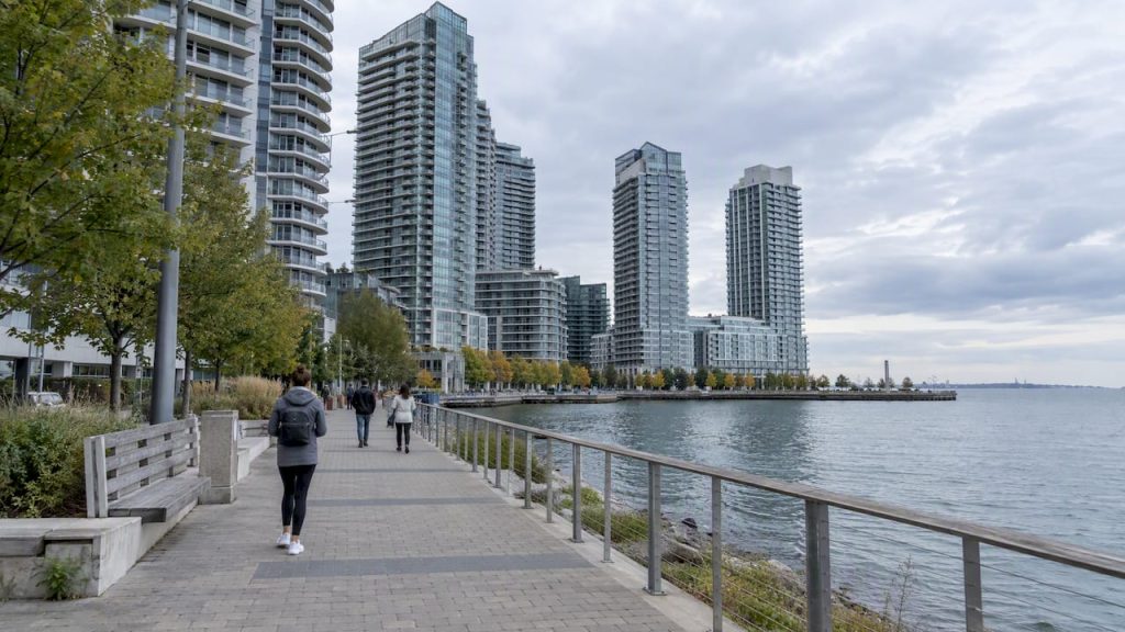 Toronto waterfront condominium towers beside Lake Ontario