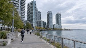 Toronto waterfront condominium towers beside Lake Ontario